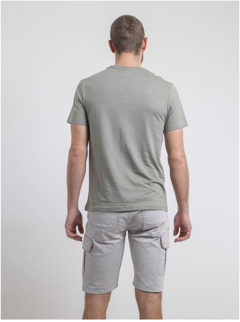 T-shirt col rond pur coton NAMATOU Kaki - Kiabi