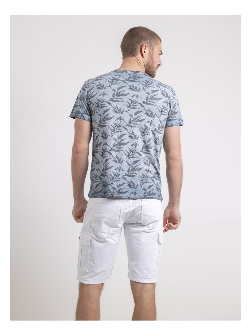 T-shirt col rond pur coton NAOKI Bleu - Kiabi