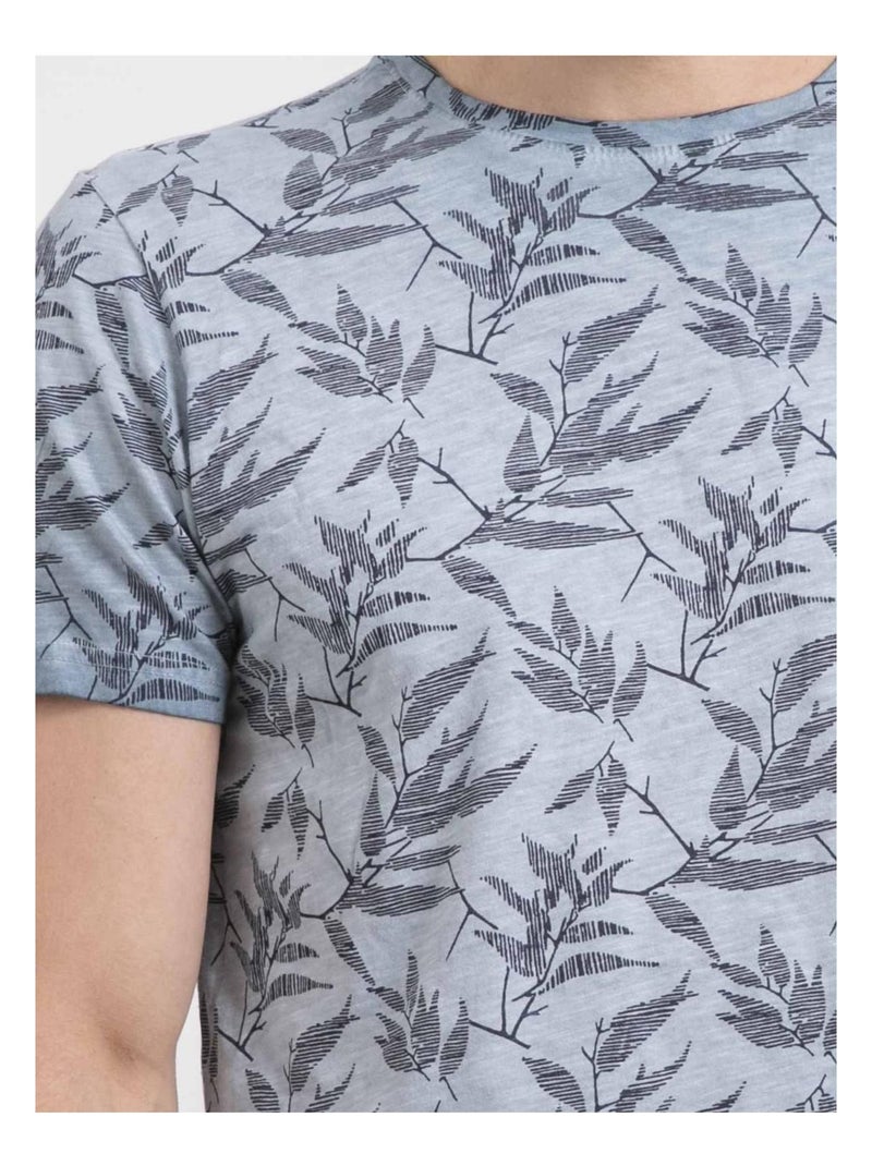 T-shirt col rond pur coton NAOKI Bleu - Kiabi