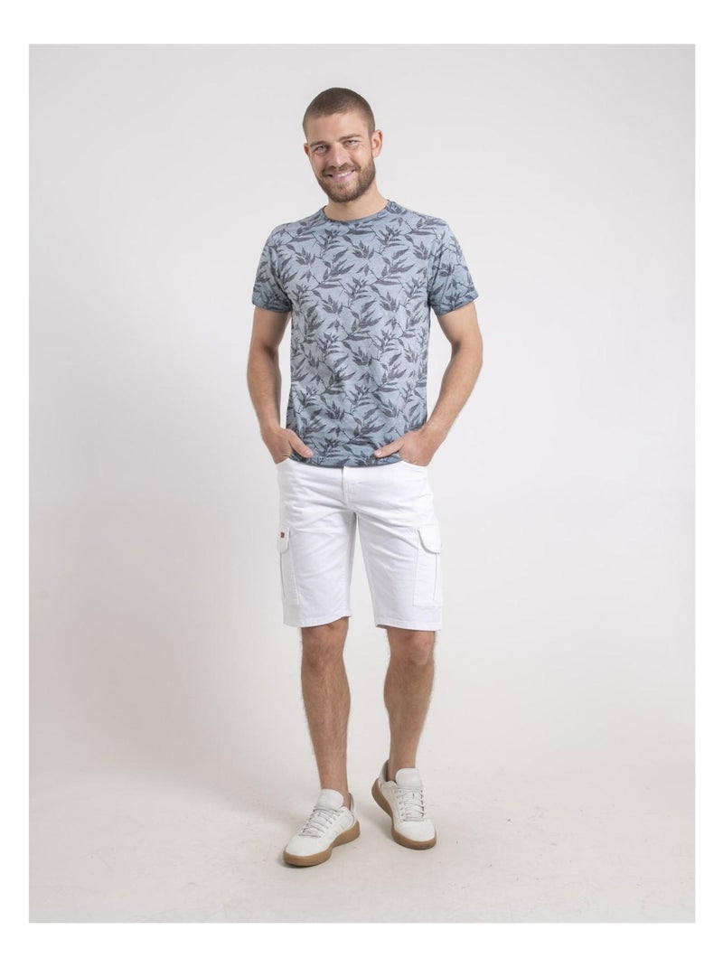 T-shirt col rond pur coton NAOKI Bleu - Kiabi