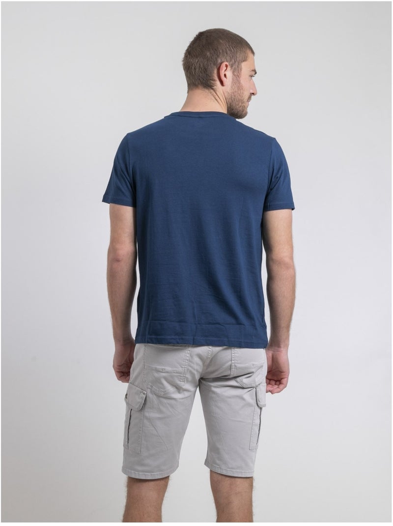 T-shirt col rond pur coton NAPAMIEL Bleu marine - Kiabi