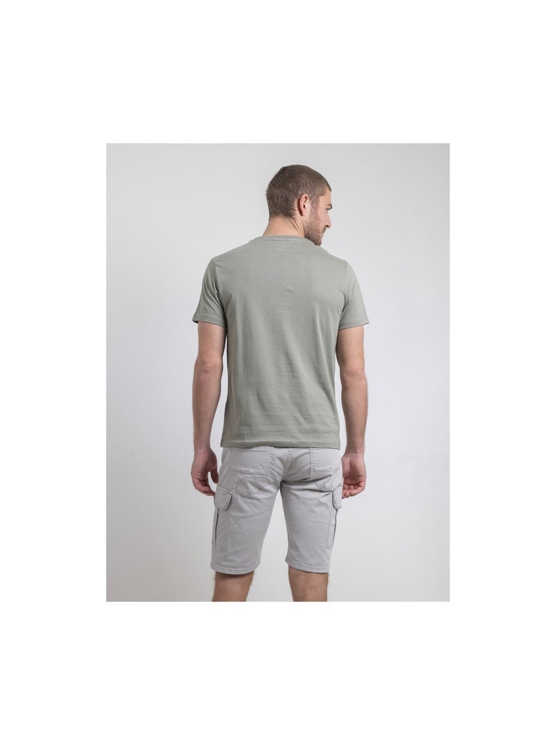 T-shirt col rond pur coton NAPAMIEL Kaki - Kiabi