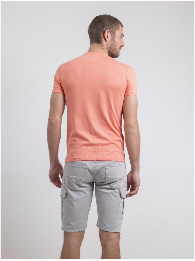 T-shirt col rond pur coton NAPAMIEL Orange corail - Kiabi