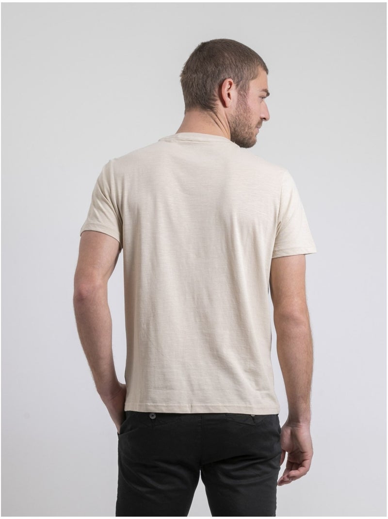 T-shirt col rond pur coton NAPAMOX Beige - Kiabi