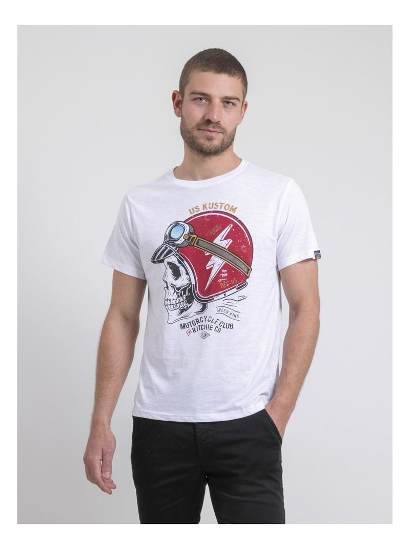 T-shirt col rond pur coton NAPAMOX Blanc - Kiabi