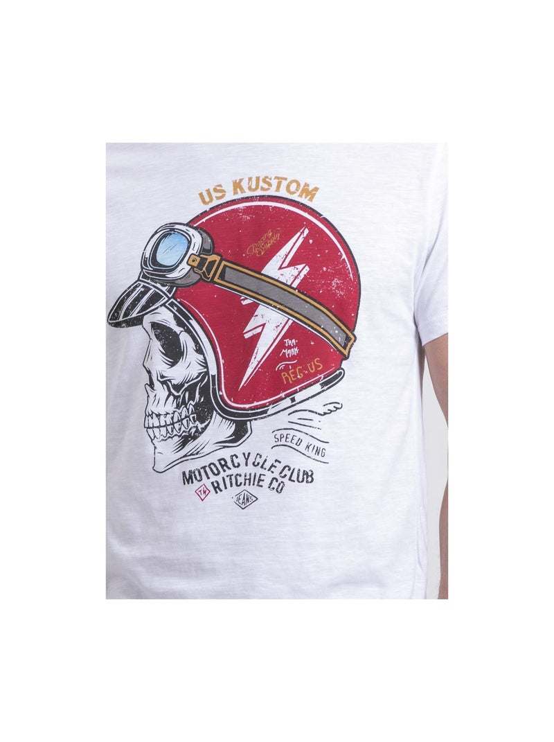 T-shirt col rond pur coton NAPAMOX Blanc - Kiabi