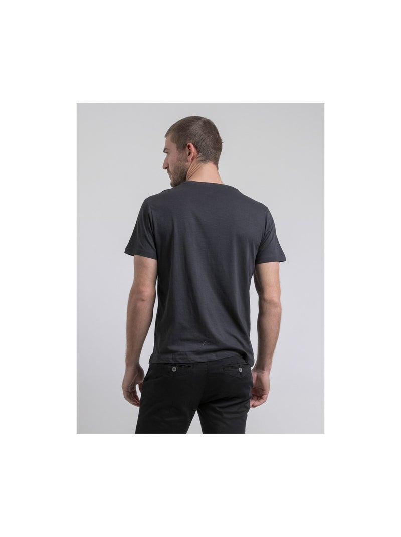 T-shirt col rond pur coton NAPAMOX gris anthracite - Kiabi