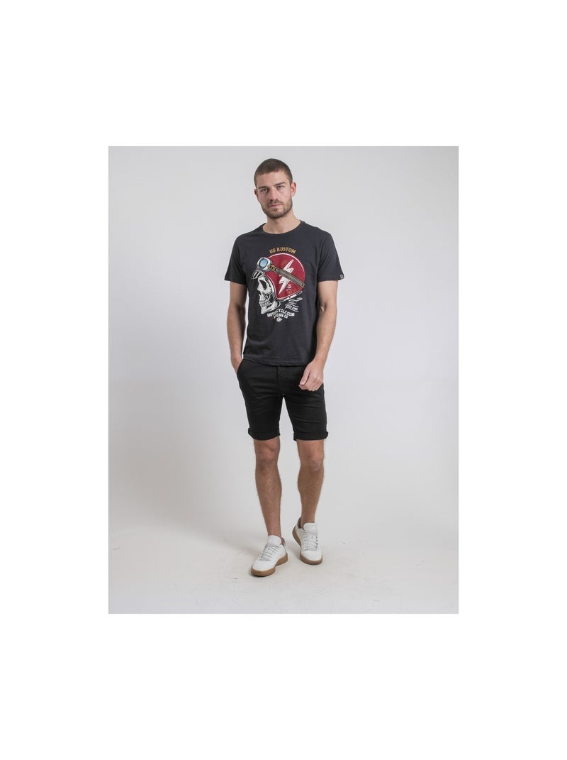 T-shirt col rond pur coton NAPAMOX gris anthracite - Kiabi