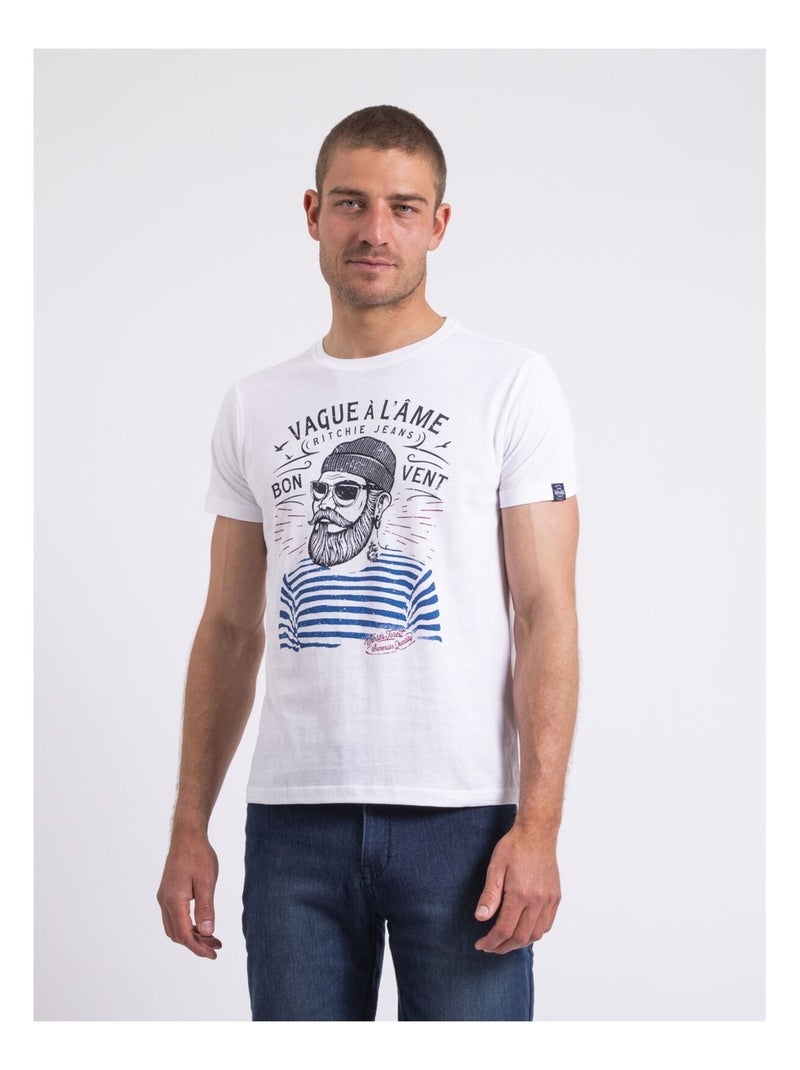 T-shirt col rond pur coton NAPLE Blanc - Kiabi