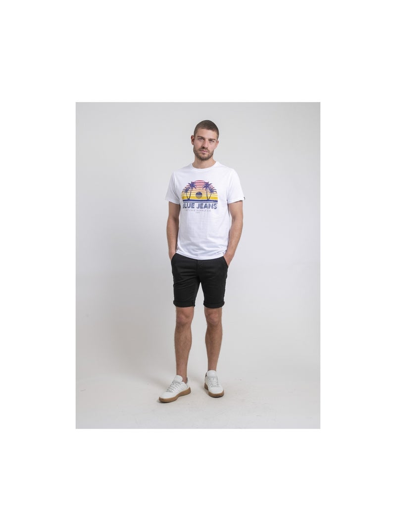 T-shirt col rond pur coton NAPOUR Blanc - Kiabi