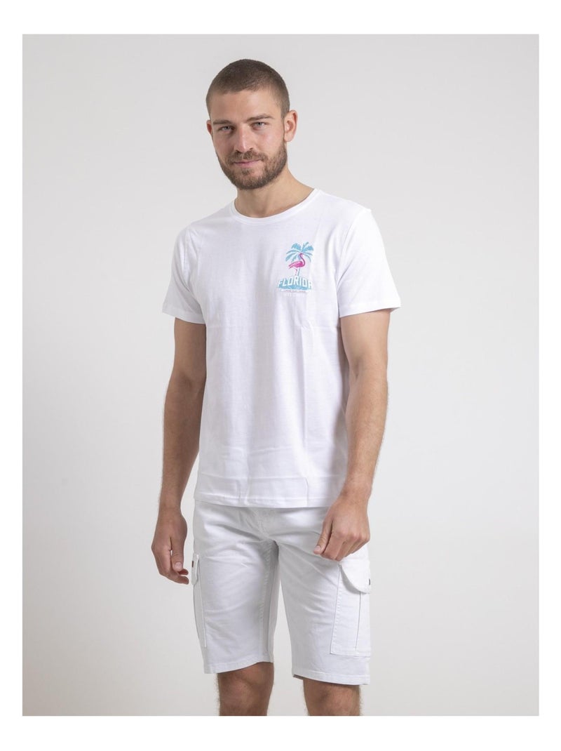T-shirt col rond pur coton NARUBA Blanc - Kiabi