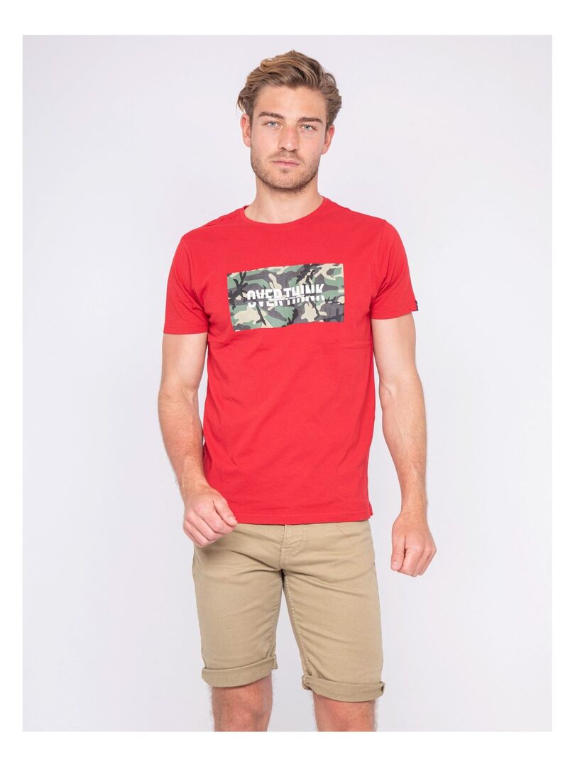T-shirt col rond pur coton NAWAK Rouge - Kiabi