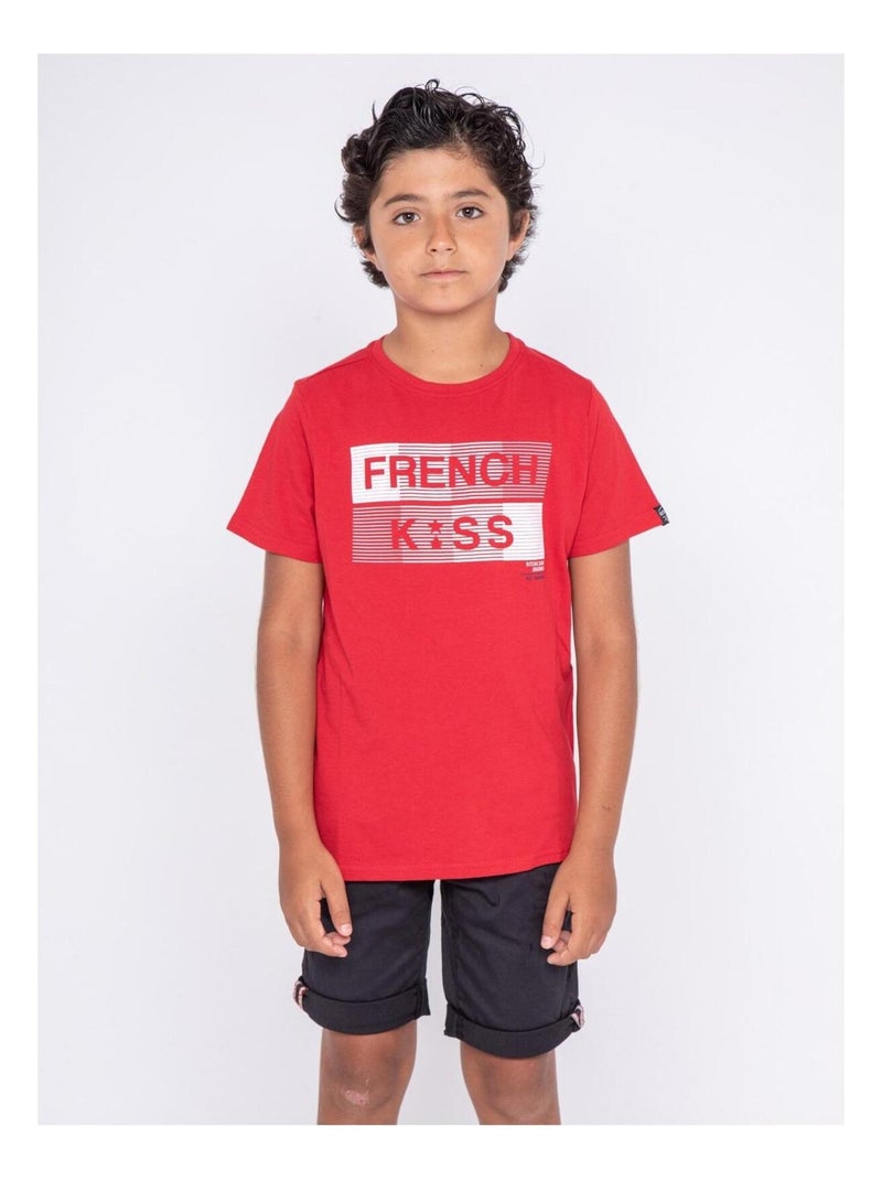 T-shirt col rond pur coton NEBULO-J Rouge - Kiabi