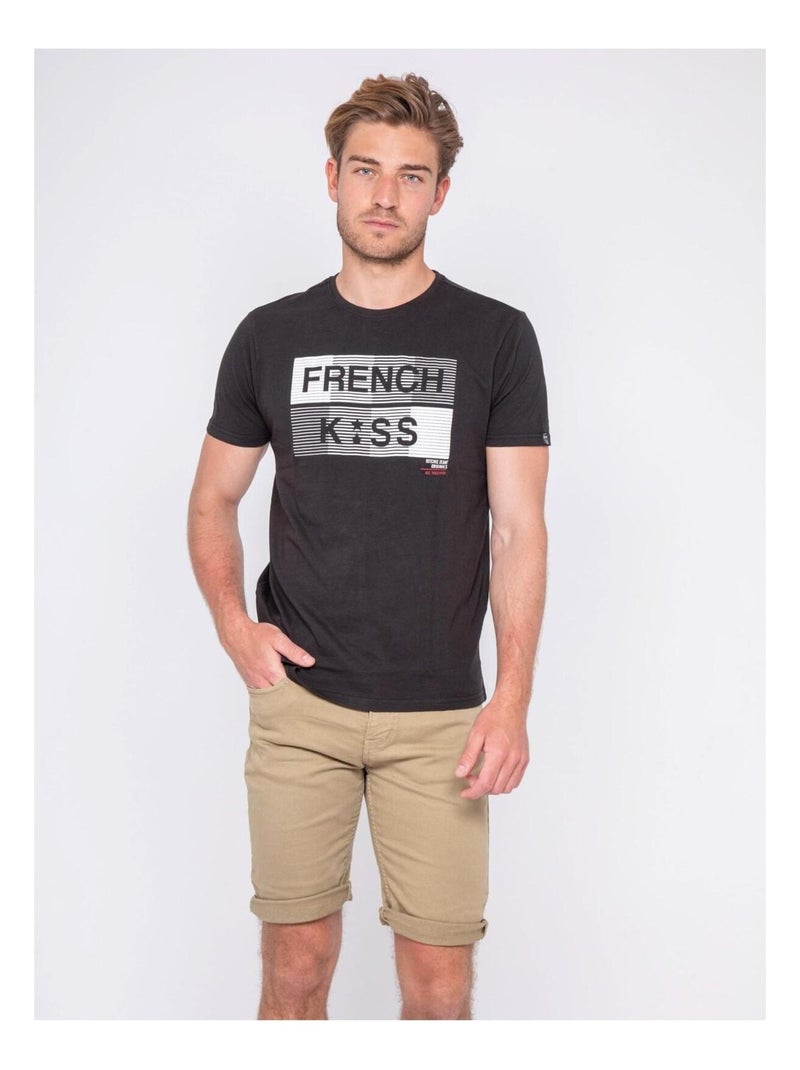 T-shirt col rond pur coton NEBULO Noir - Kiabi
