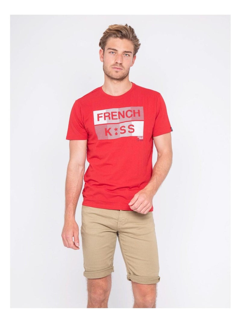 T-shirt col rond pur coton NEBULO Rouge - Kiabi