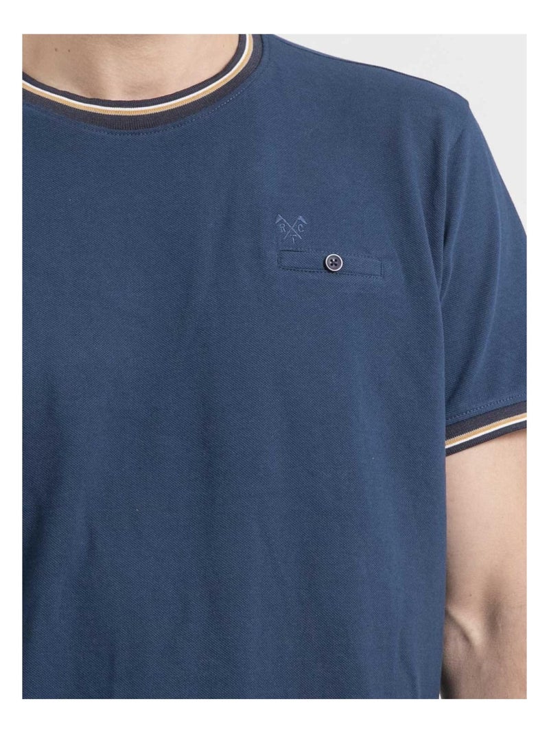 T-shirt col rond pur coton NECAMIX Bleu - Kiabi