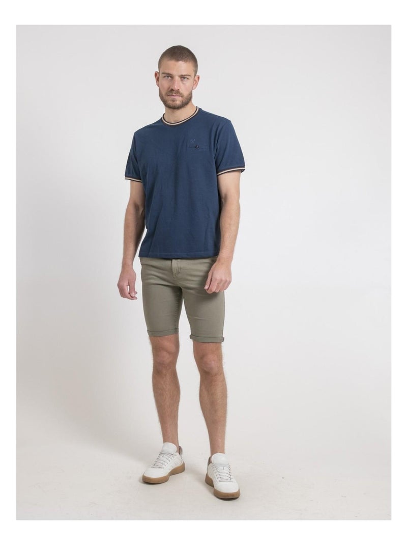 T-shirt col rond pur coton NECAMIX Bleu - Kiabi
