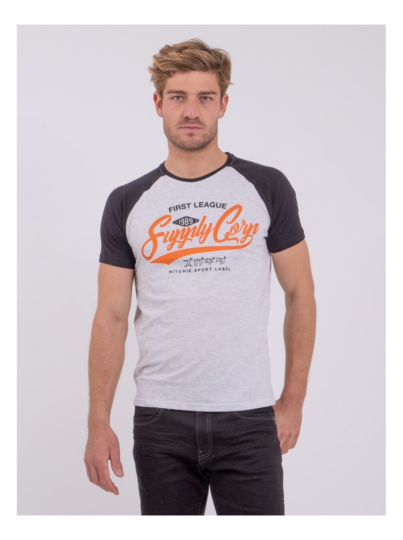 T-shirt col rond pur coton NECHIN Noir - Kiabi