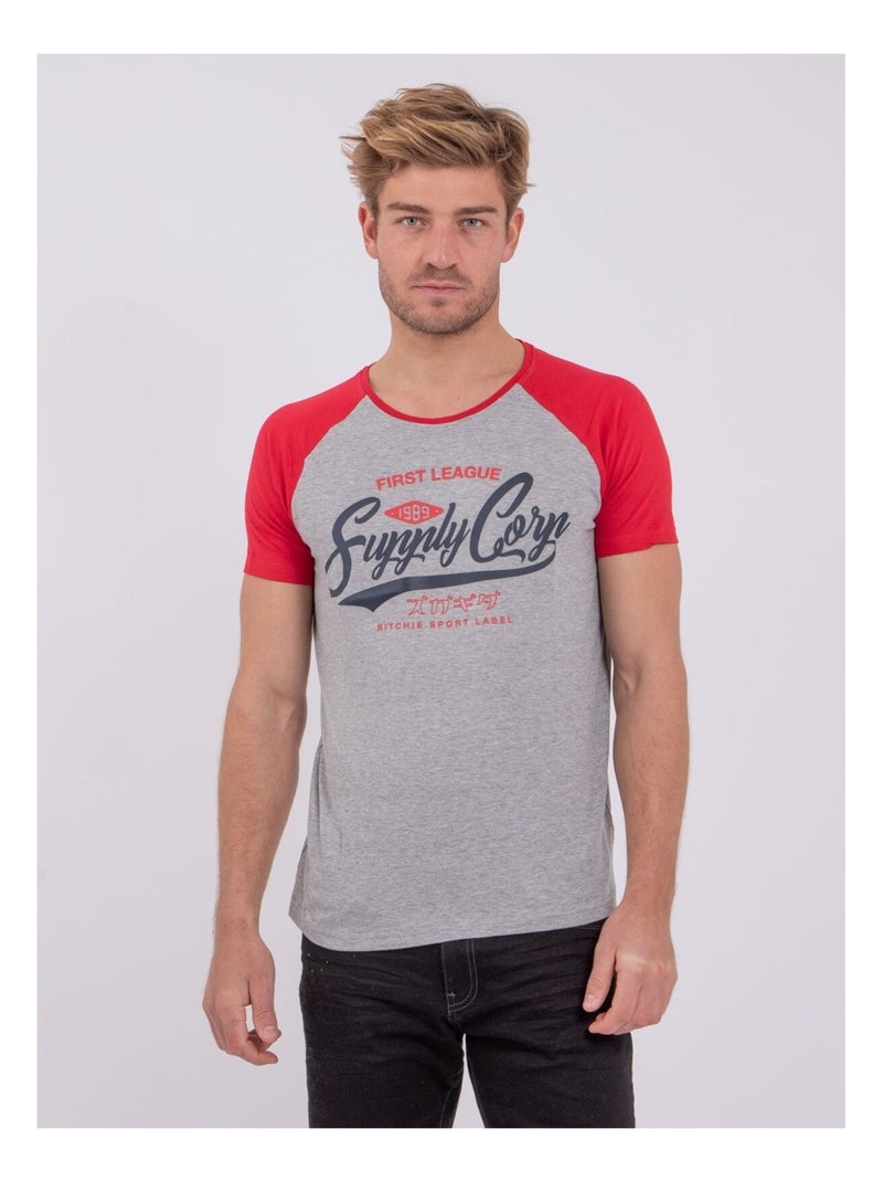 T-shirt col rond pur coton NECHIN Rouge - Kiabi