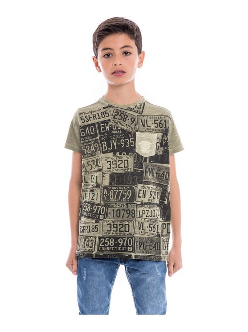 T-shirt col rond pur coton NEDELKO garçon - Kiabi