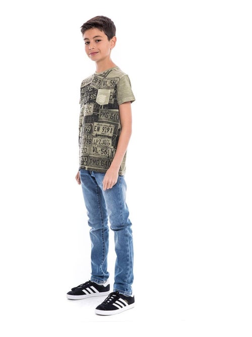 T-shirt col rond pur coton NEDELKO garçon - Kiabi
