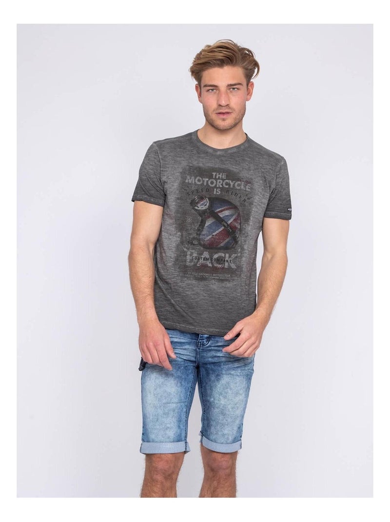 T-shirt col rond pur coton NEKFEU Gris - Kiabi