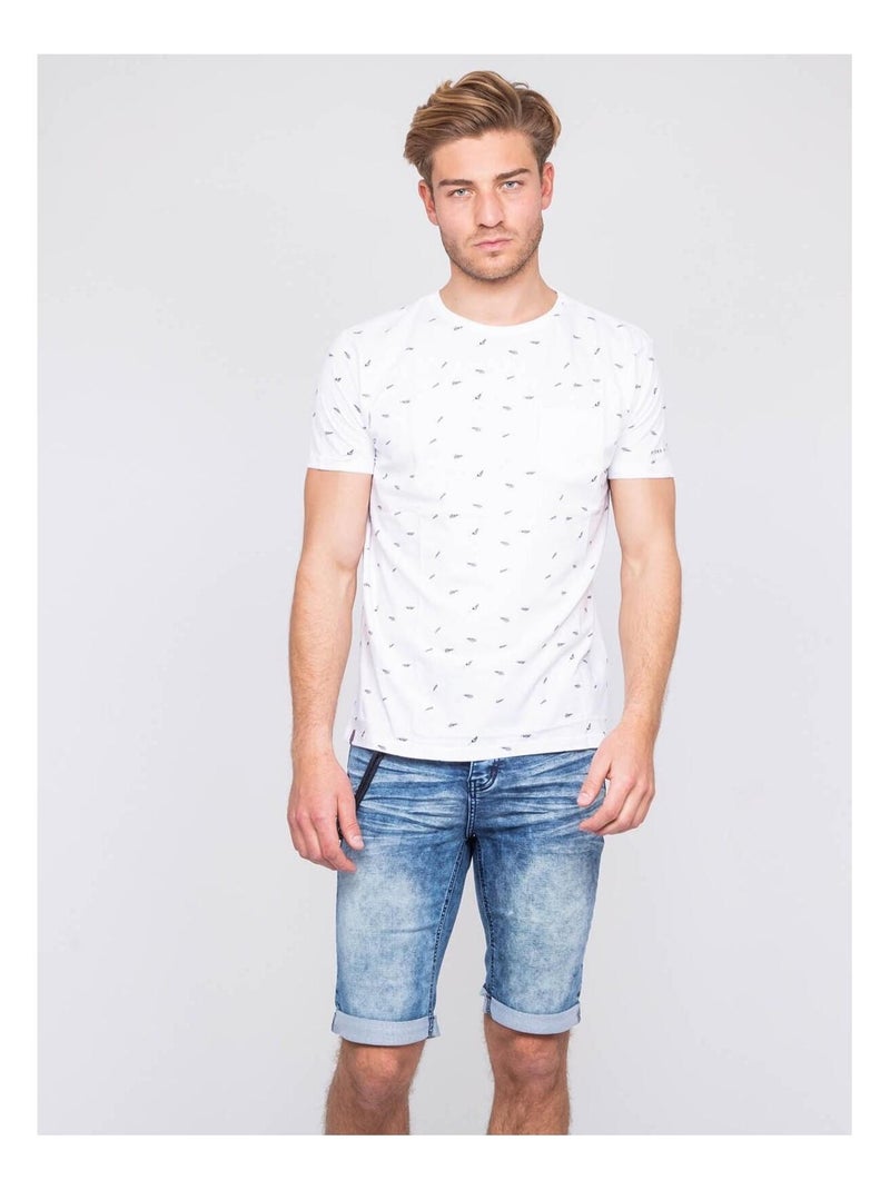 T-shirt col rond pur coton NELATIX Blanc - Kiabi