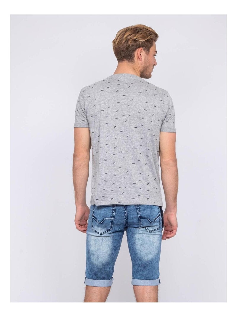 T-shirt col rond pur coton NELATIX Gris - Kiabi