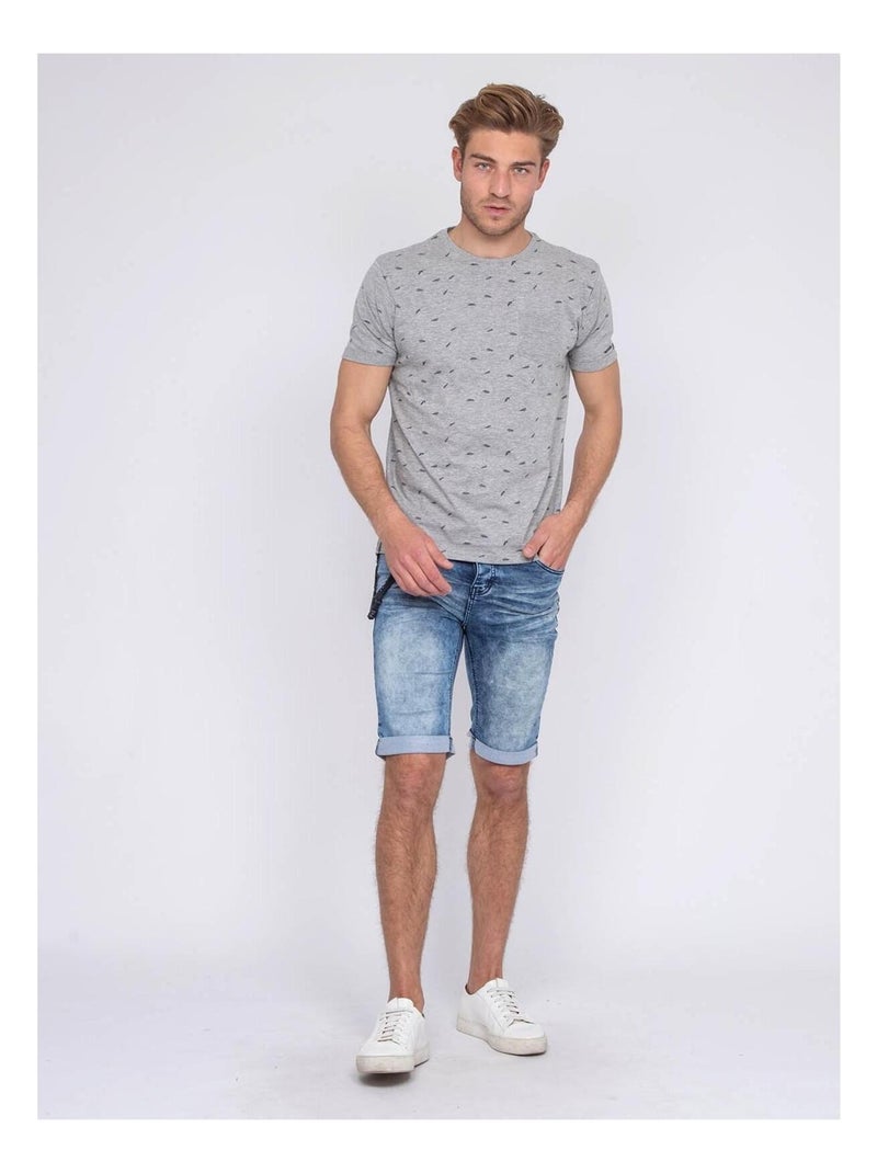 T-shirt col rond pur coton NELATIX Gris - Kiabi