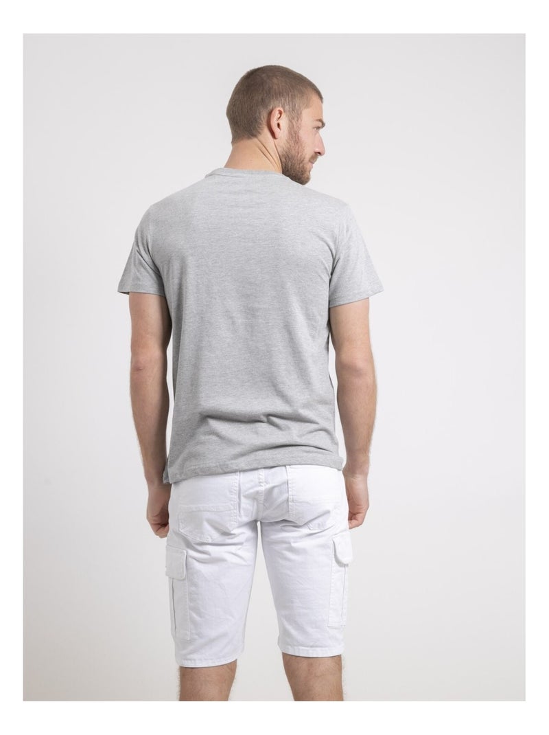 T-shirt col rond pur coton NELIZIO Gris - Kiabi