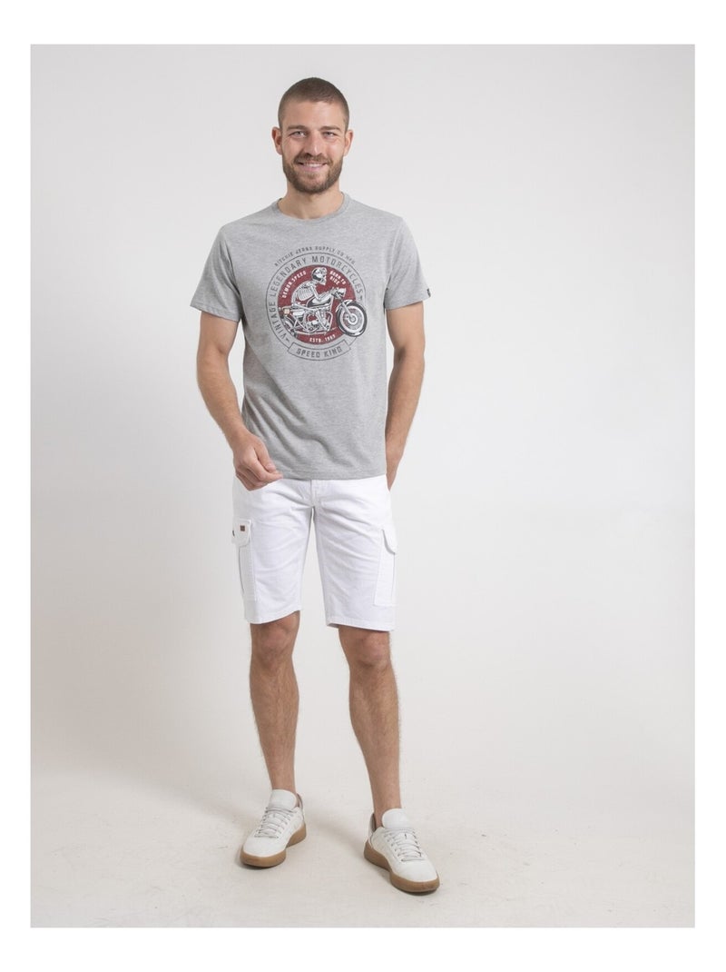 T-shirt col rond pur coton NELIZIO Gris - Kiabi