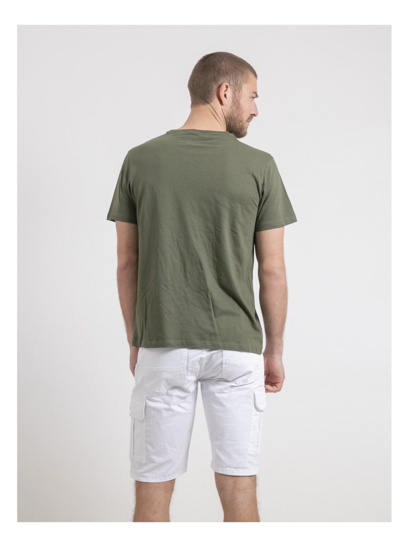 T-shirt col rond pur coton NELIZIO Kaki - Kiabi