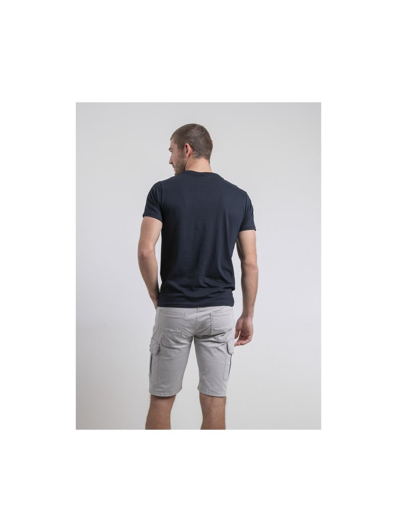 T-shirt col rond pur coton NELORIC Bleu marine - Kiabi