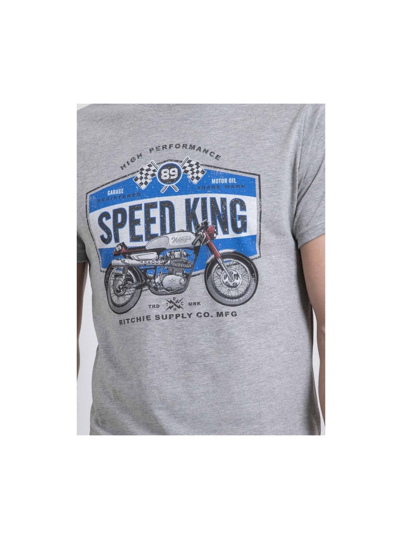 T-shirt col rond pur coton NELORIC Gris - Kiabi