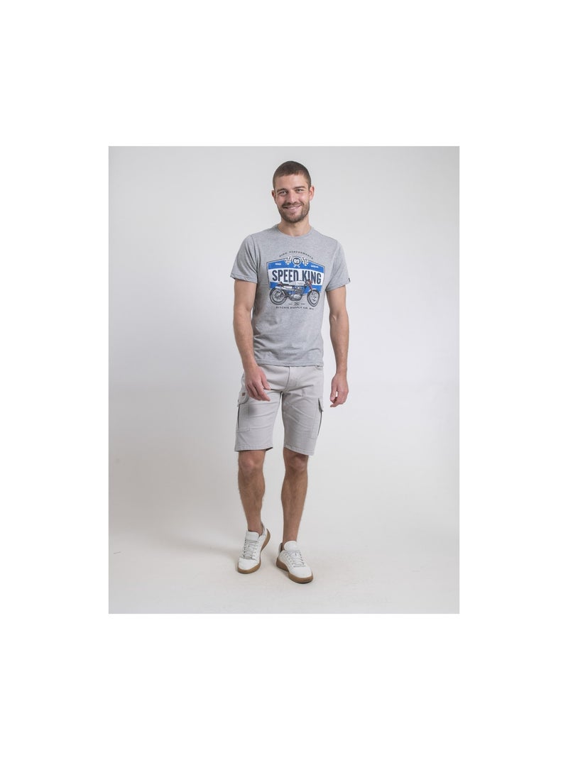 T-shirt col rond pur coton NELORIC Gris - Kiabi