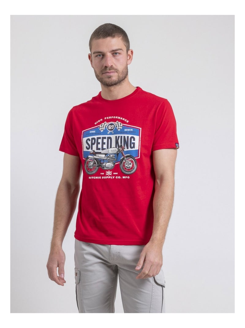 T-shirt col rond pur coton NELORIC Rouge - Kiabi