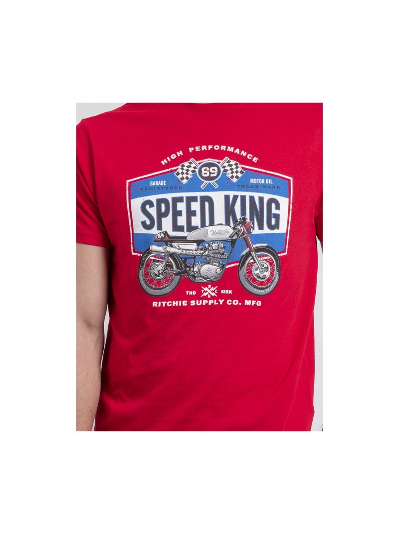 T-shirt col rond pur coton NELORIC Rouge - Kiabi
