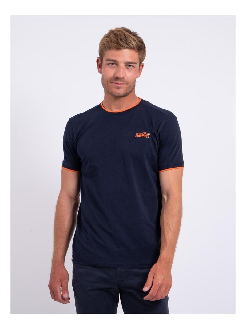 T-shirt col rond pur coton NENABAR Bleu marine - Kiabi