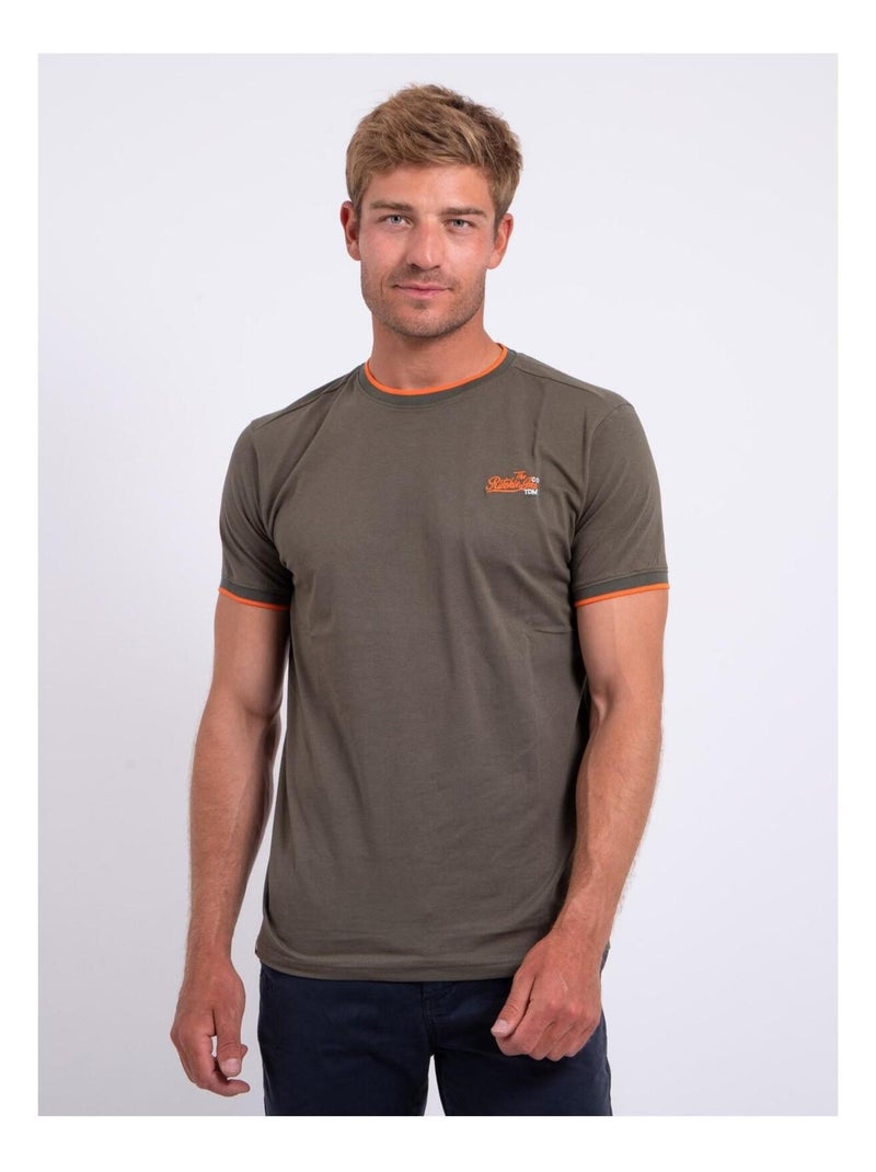 T-shirt col rond pur coton NENABAR Kaki - Kiabi