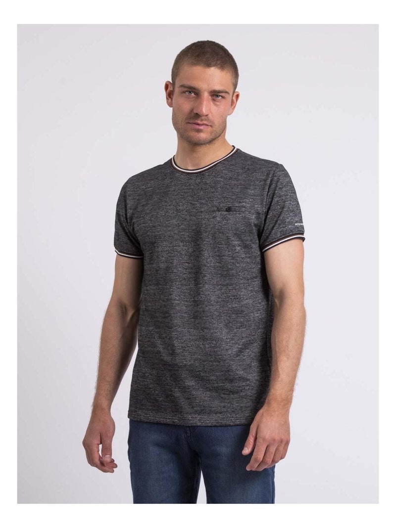 T-shirt col rond pur coton NENALO Noir - Kiabi