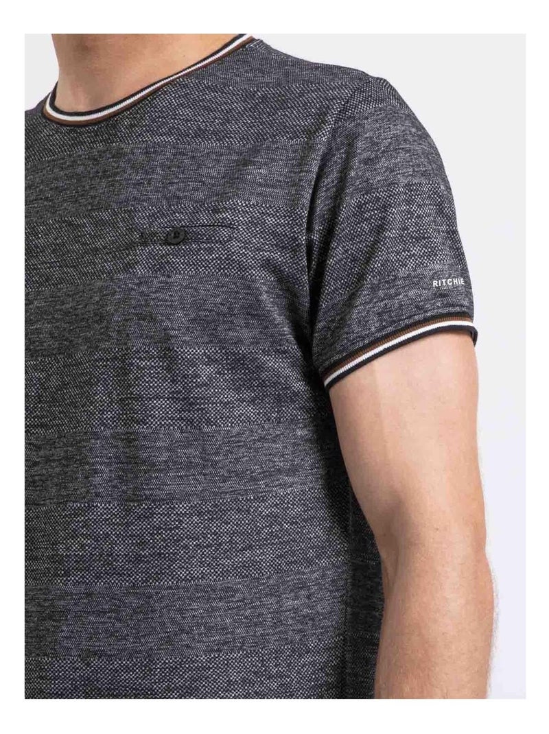 T-shirt col rond pur coton NENALO Noir - Kiabi