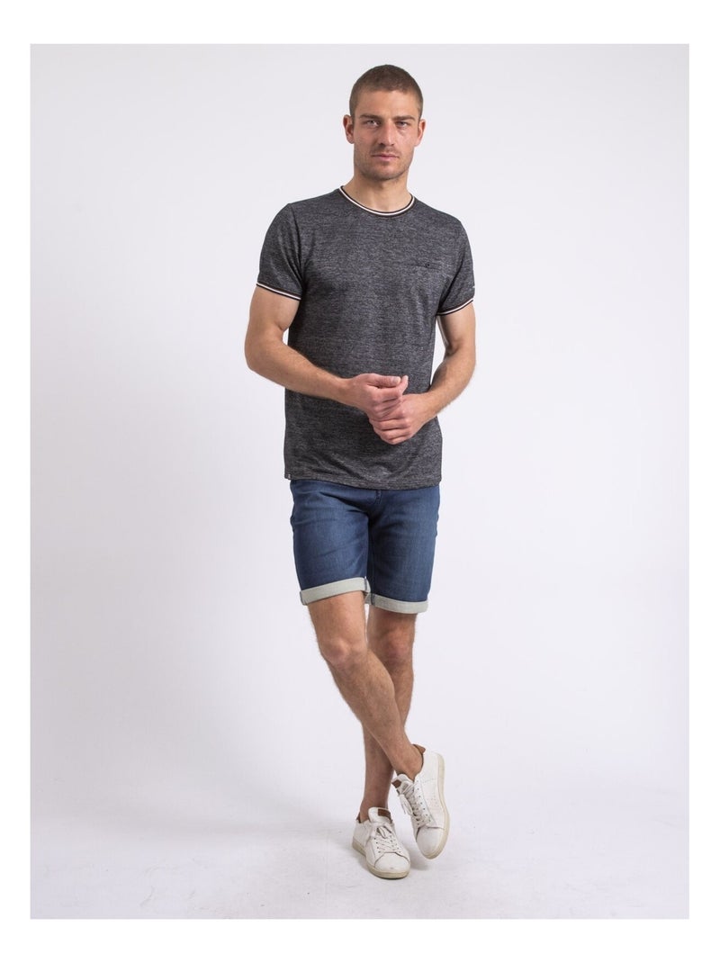 T-shirt col rond pur coton NENALO Noir - Kiabi