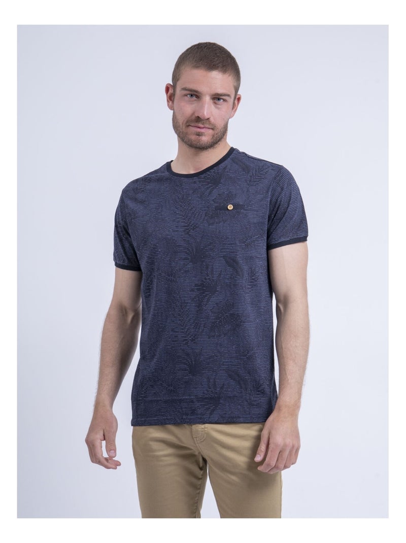 T-shirt col rond pur coton NENOLANGE Bleu marine - Kiabi
