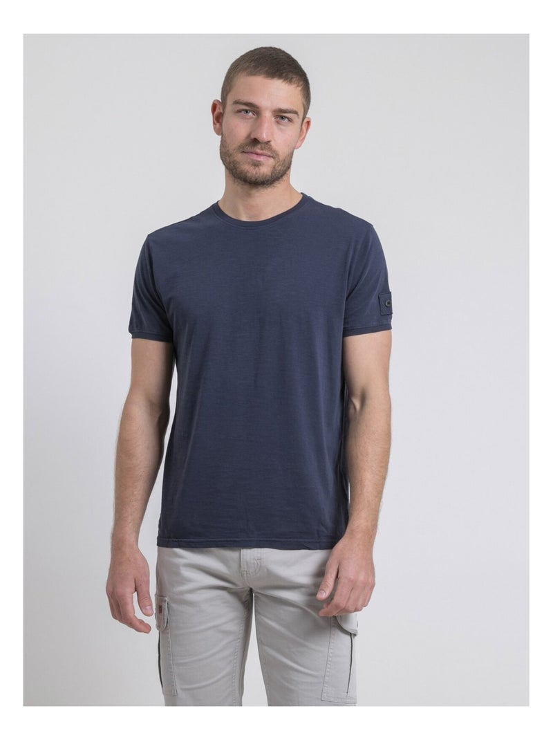 T-shirt col rond pur coton NERIGOTE Bleu marine - Kiabi
