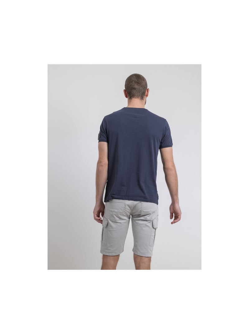 T-shirt col rond pur coton NERIGOTE Bleu marine - Kiabi