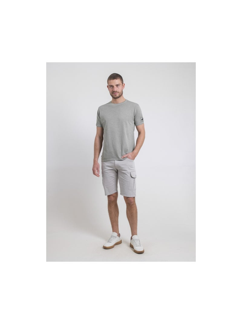 T-shirt col rond pur coton NERIGOTE Kaki - Kiabi