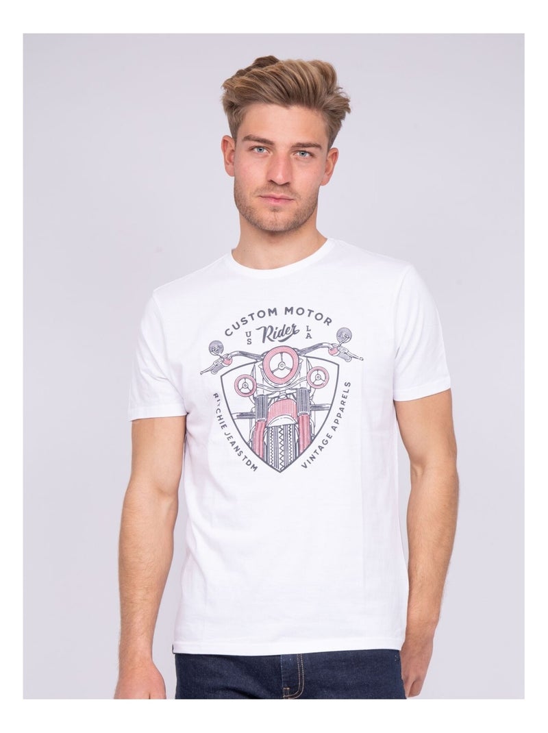 T-shirt col rond pur coton NERLIN Blanc - Kiabi