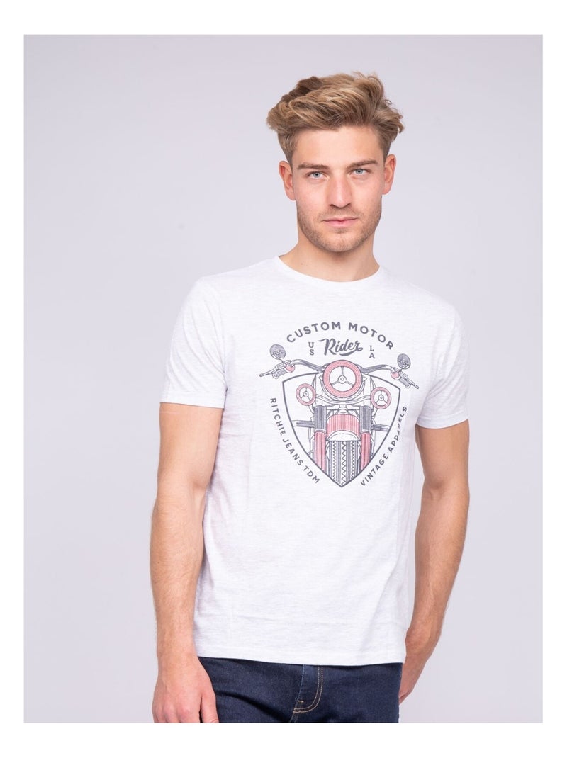 T-shirt col rond pur coton NERLIN Gris - Kiabi