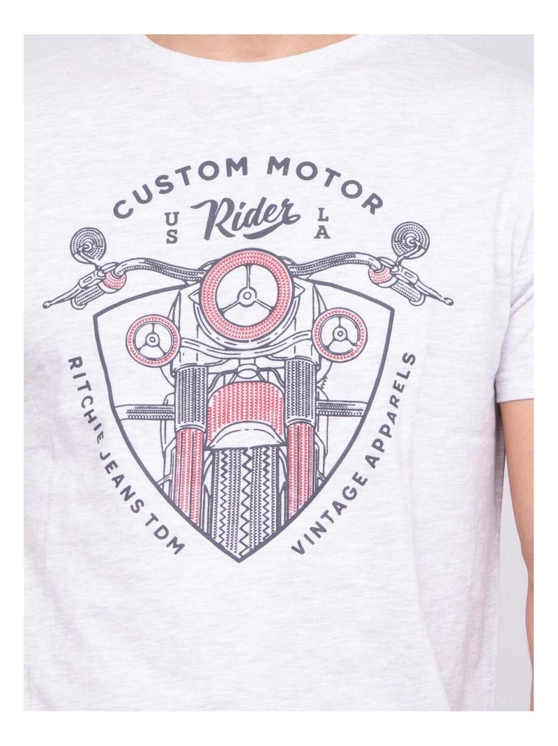 T-shirt col rond pur coton NERLIN Gris - Kiabi