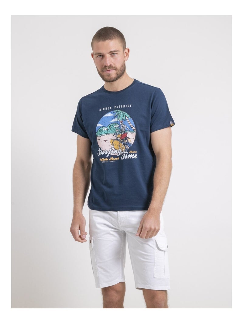 T-shirt col rond pur coton NEROMAX Bleu - Kiabi